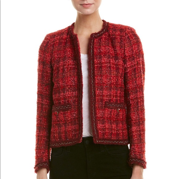 The Kooples Strawberry Tweed Jacket Red 
